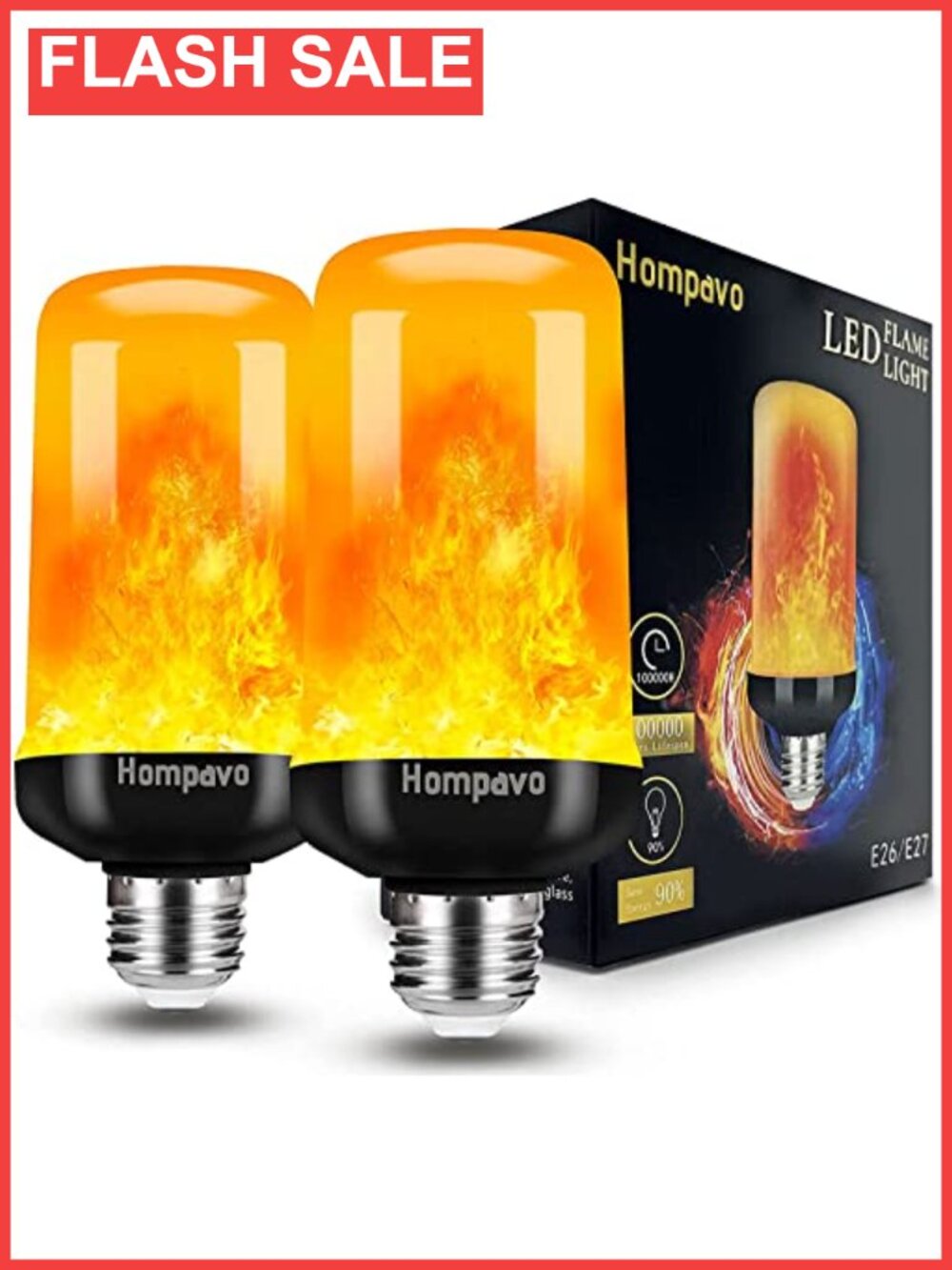 LED Flame Effect Light Bulb 4 Modes Upside Down E26 3W Home Decor